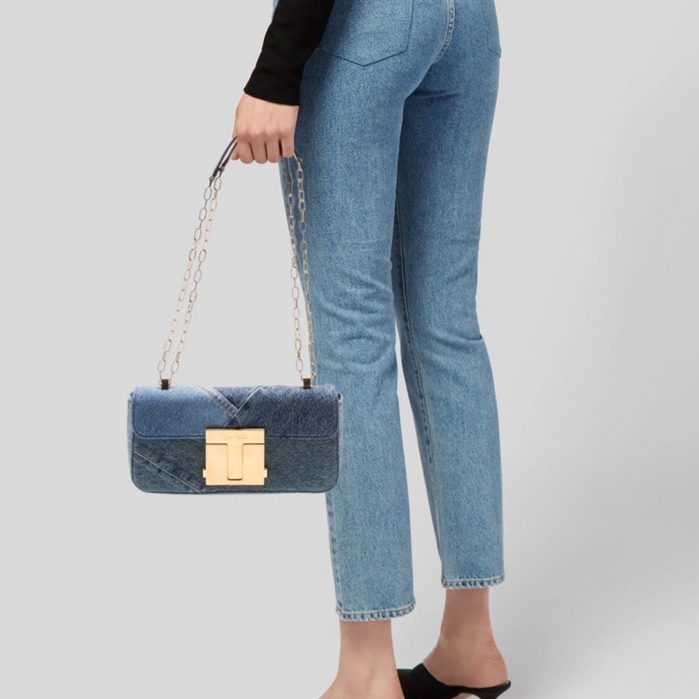 Tom Ford Blue Denim Patchwork Shoulder Bag - Picture 2 of 9
